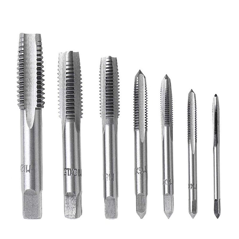 QISF 7Pcs Bearing Steel Metric Screw Thread Tap M3-M12 Plug Tap Set(Wrench is not include) - Image 1